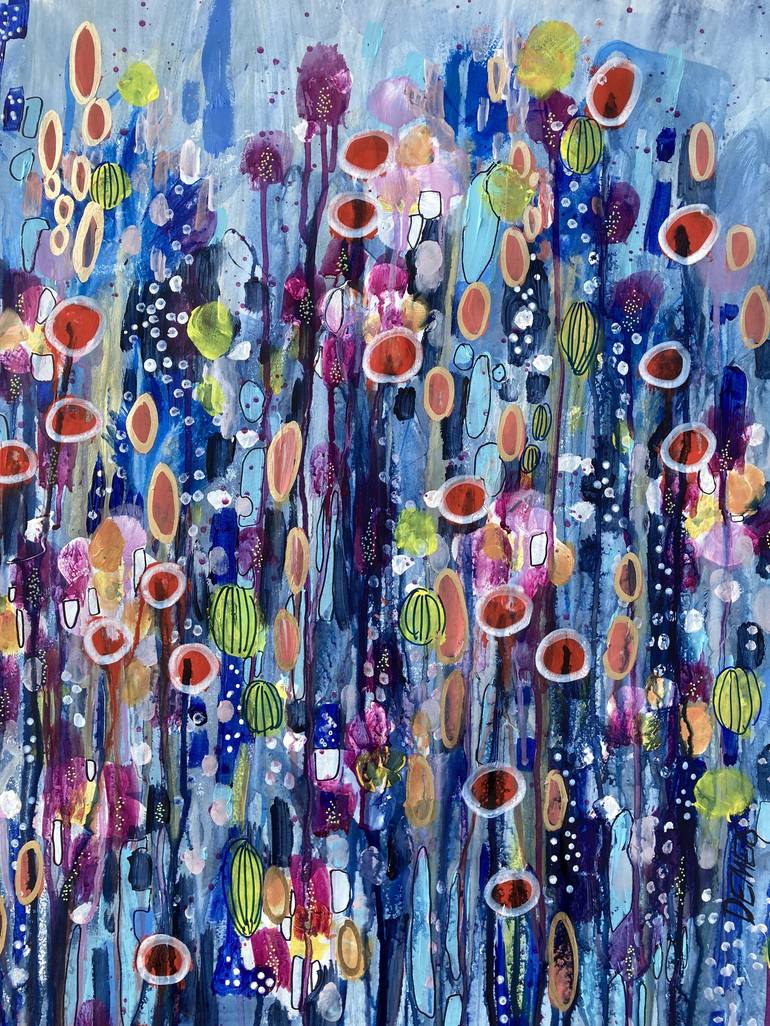 Original Abstract Expressionism Floral Painting by Sylvie Demers