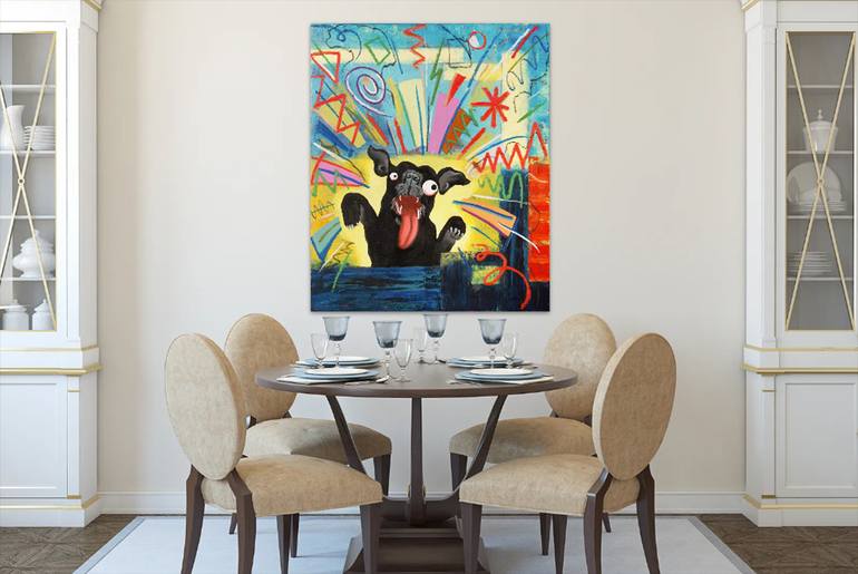 Original Abstract Expressionism Animal Painting by Lewis Evans
