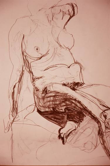 Original Abstract Nude Drawing by Victoria Smallwood