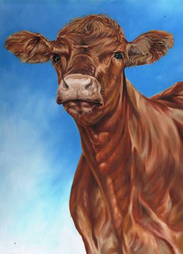 Print of Cows Paintings by Richard Mountford