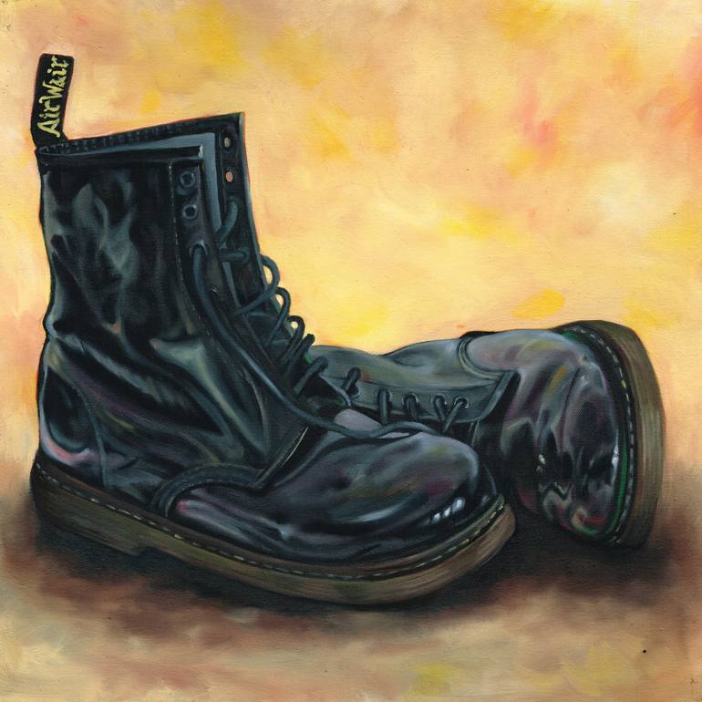 A Pair of Patent Black Dr Martens Boots 