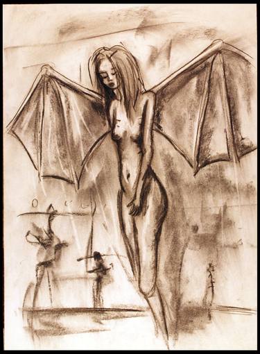Original Surrealism Nude Drawing by Jeffrey Baumgartner