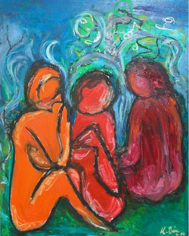 Original Expressionism People Paintings by marta ban simani