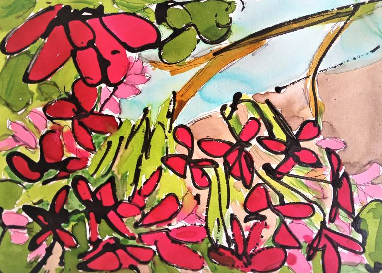 Original Expressionism Botanic Painting by marta ban simani