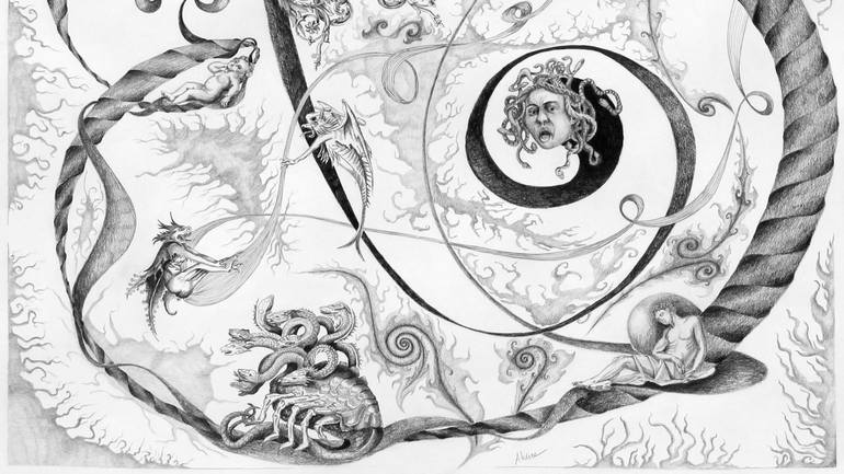 Original Figurative Fantasy Drawing by Alixire Colmant