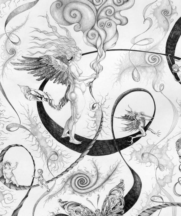 Original Figurative Fantasy Drawing by Alixire Colmant