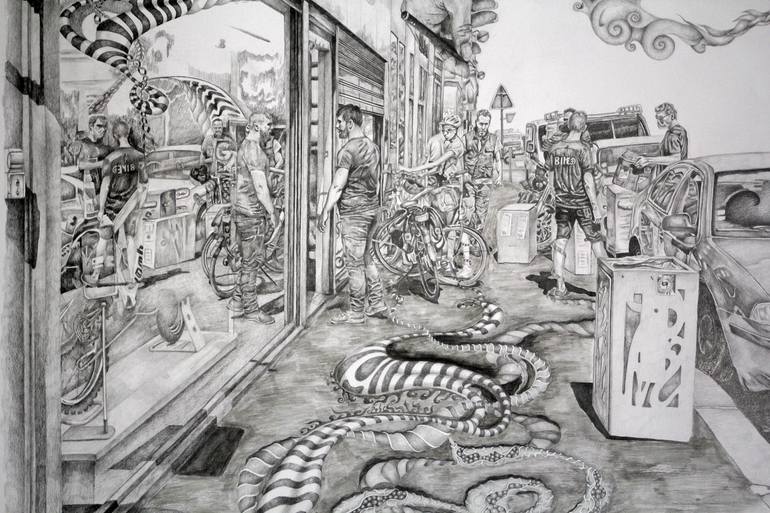 Original Expressionism Landscape Drawing by Alixire Colmant