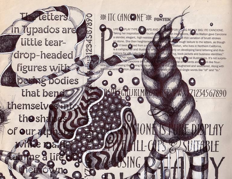 Original Surrealism Typography Drawing by Alixire Colmant