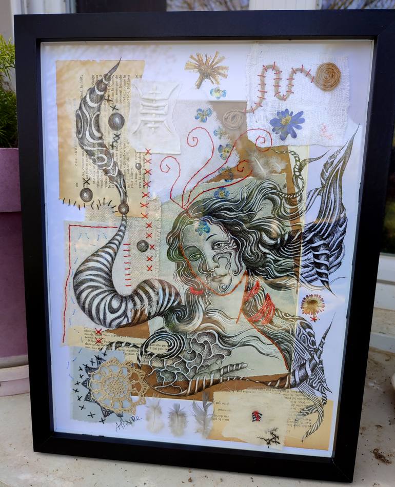 Original Surrealism Women Drawing by Alixire Colmant