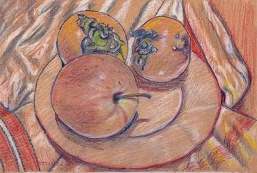 still life with apple and persimmon thumb