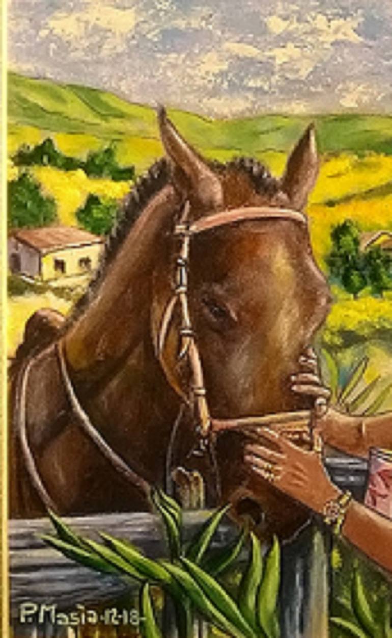 Original Impressionism Horse Painting by Piero Masia