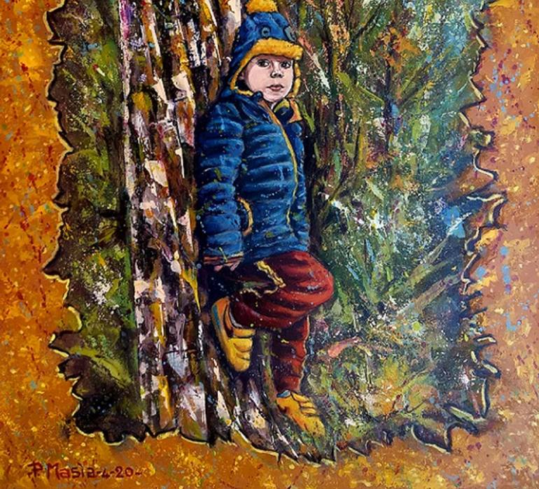 Original Abstract Expressionism People Painting by Piero Masia