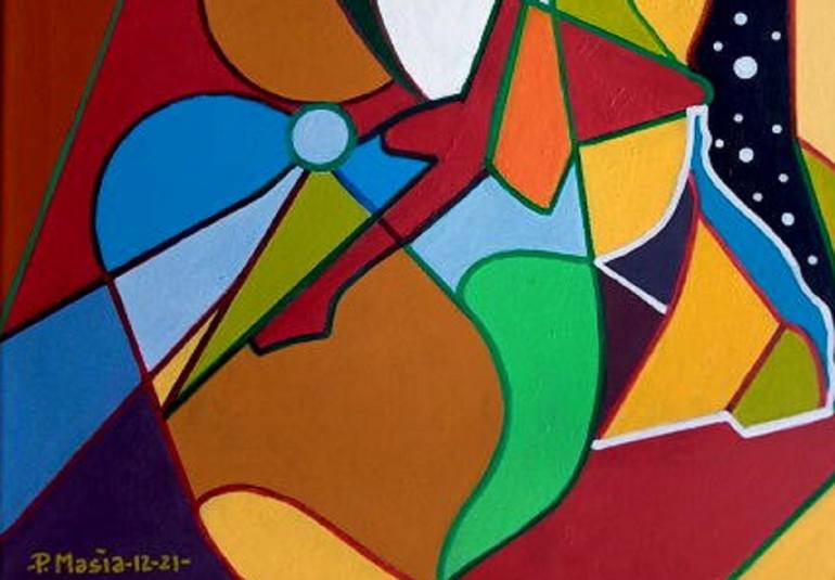 Original Cubism Abstract Painting by Piero Masia