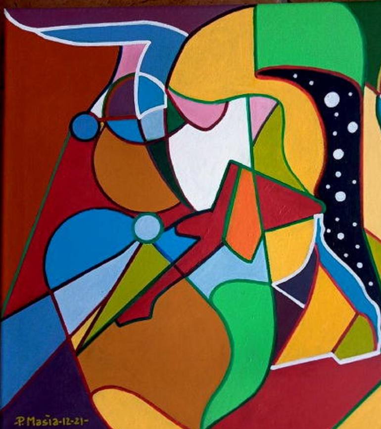 Original Cubism Abstract Painting by Piero Masia