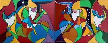 Original Cubism Abstract Paintings by Piero Masia