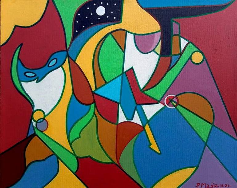 Original Cubism Abstract Painting by Piero Masia