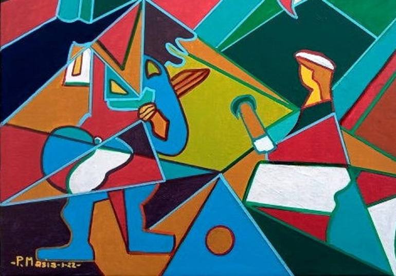 Original Cubism Abstract Painting by Piero Masia