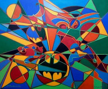 Original Cubism Abstract Paintings by Piero Masia