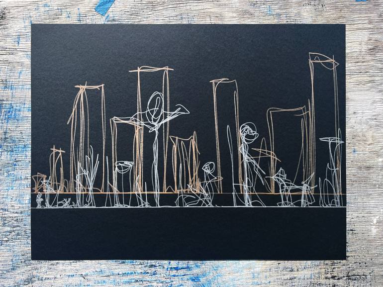 Original Fine Art Cities Drawing by Michael Grine