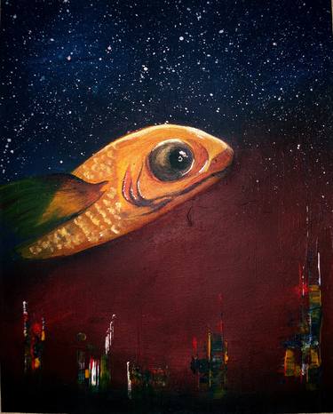 Print of Fish Paintings by Teo Uratadze