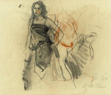 Original Fine Art Women Drawings by Ute Rathmann