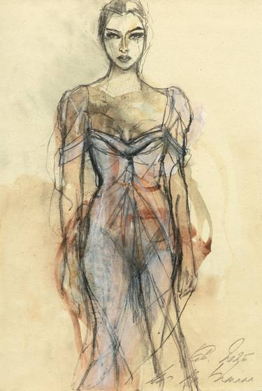 Original Fine Art Women Drawings by Ute Rathmann