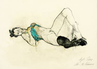 Print of Expressionism Erotic Drawings by Ute Rathmann
