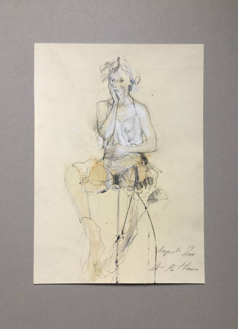 Original Expressionism Nude Drawing by Ute Rathmann