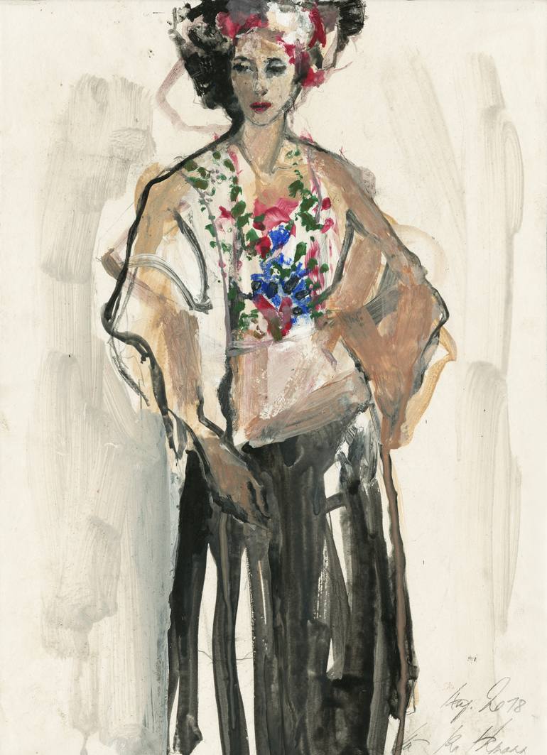 Hommage à Frida Kahlo XVII Drawing by Ute Rathmann | Saatchi Art