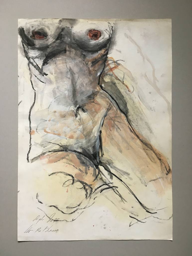 Original Fine Art Nude Drawing by Ute Rathmann