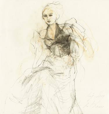 Original Fine Art Women Drawings by Ute Rathmann