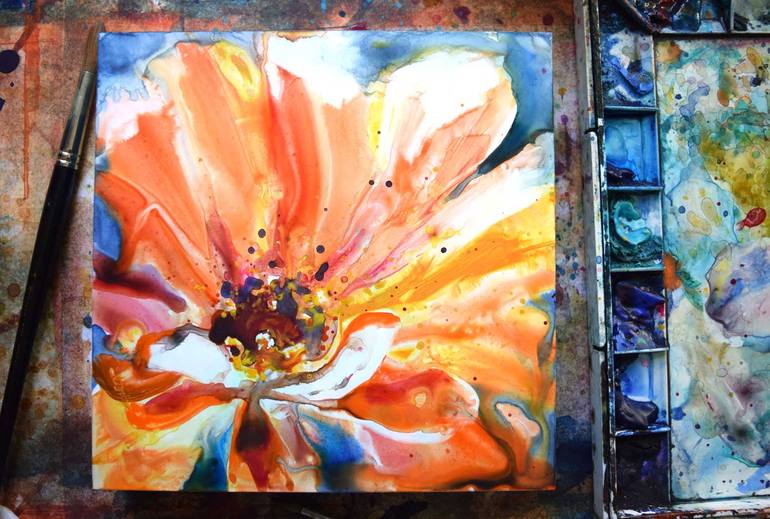 Original Contemporary Floral Painting by Yevgenia Watts