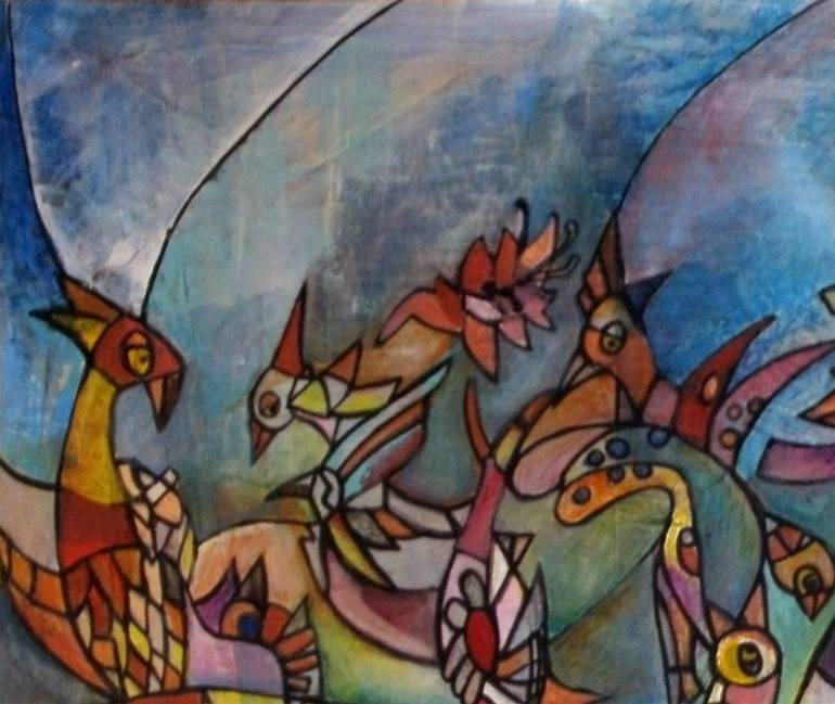 Original Folk Fantasy Painting by Sandra Viviana Rossi