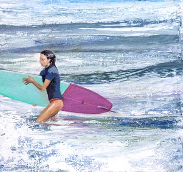 Original Figurative Beach Paintings by Carmen Montero