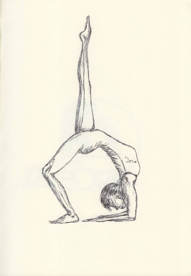 Original Health & Beauty Drawing by Ballpointpen Illustrator | Illustration Art on Paper | BALLPEN YOGA 1