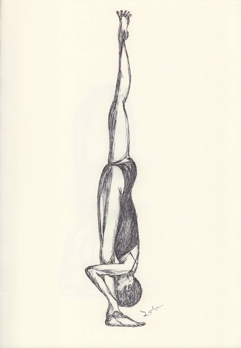 Original Health & Beauty Drawing by Ballpointpen Illustrator | Illustration Art on Paper | BALLPEN YOGA 4