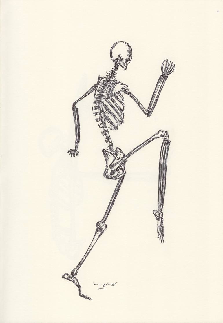 Original Health & Beauty Drawing by Ballpointpen Illustrator | Illustration Art on Paper | BALLPEN YOGA SKULLS 3