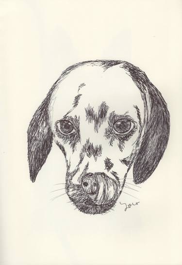 Print of Fine Art Dogs Drawings by Ballpointpen Illustrator