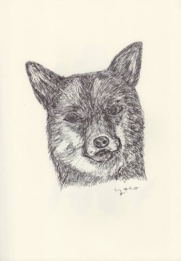 Print of Fine Art Dogs Drawings by Ballpointpen Illustrator