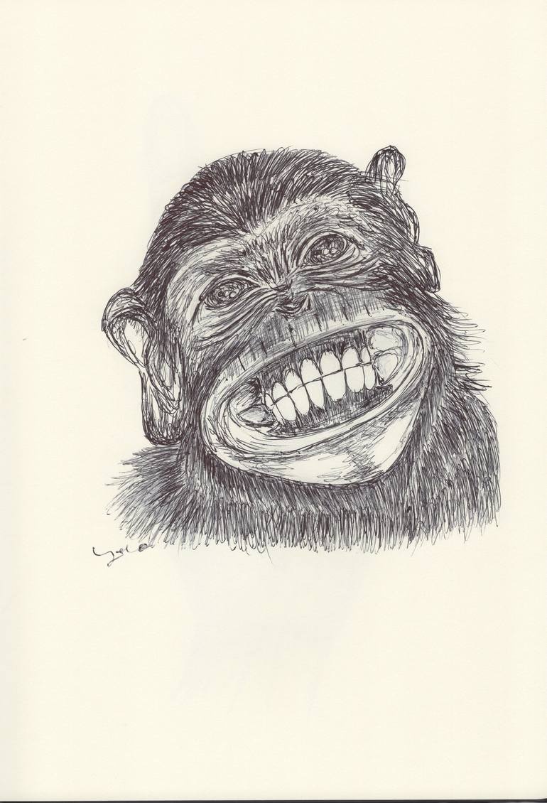 BALLPEN MONKEY 10 Drawing by Ballpointpen Illustrator | Saatchi Art