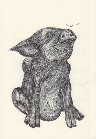 Original Fine Art Animal Drawings by Ballpointpen Illustrator