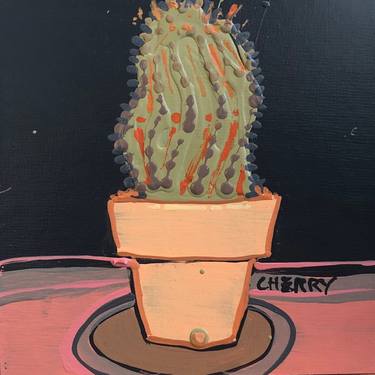 Cactus Still Life as a Chimney Smoke Desert Landscape (w Vintage Coral ground) thumb