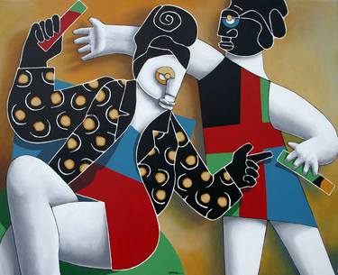 Original Dada People Painting by Manuel Martinez