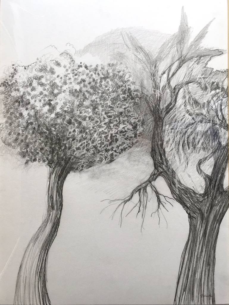 Original Figurative Tree Drawing by Chantal Coupri