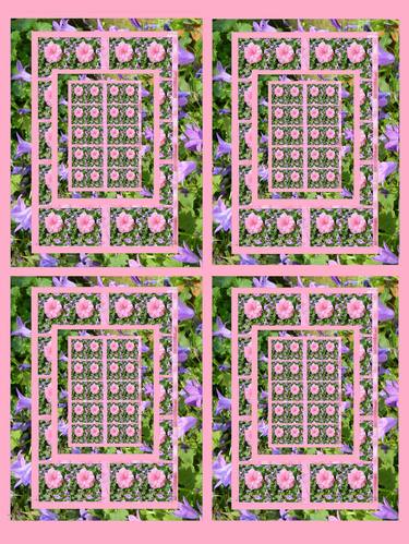 Pink  and Blue Multiple Campanula Design four times thumb