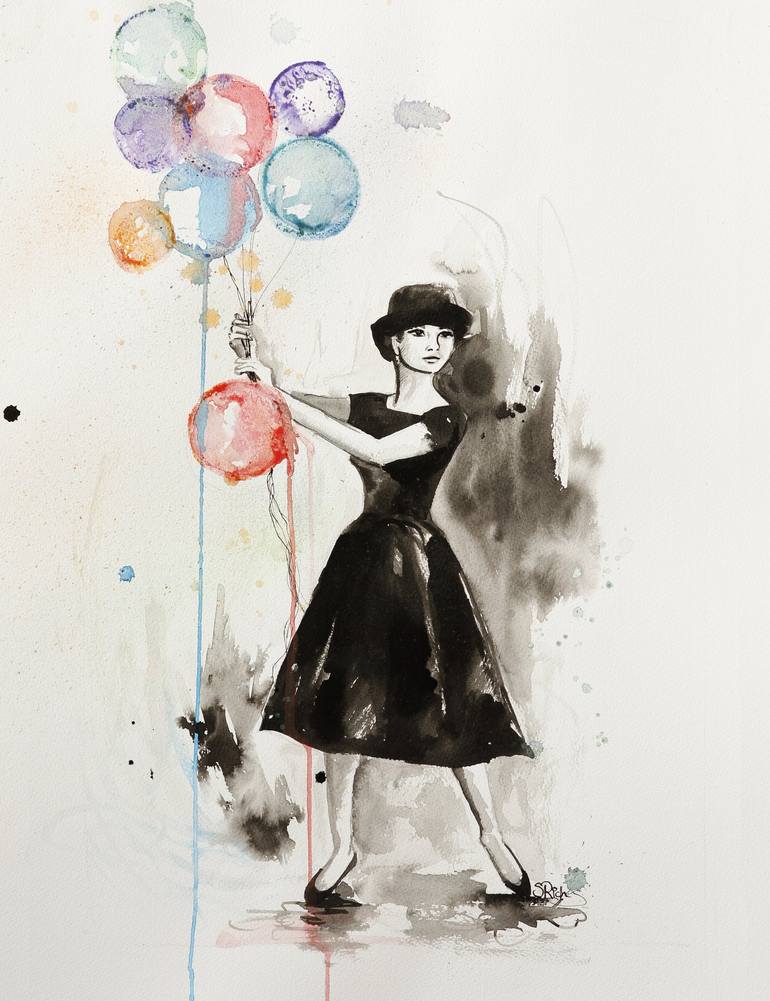 Audrey Hepburn Illustration Art Print Watercolor Fashion Modern