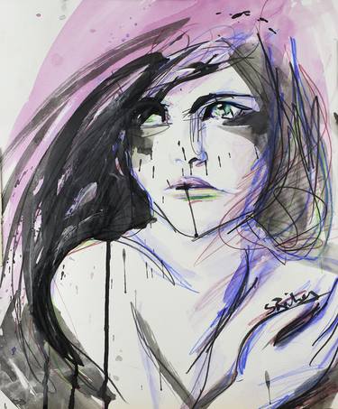 Original Expressionism Women Drawings by Sara Riches