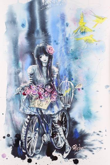Print of Illustration Bicycle Paintings by Sara Riches