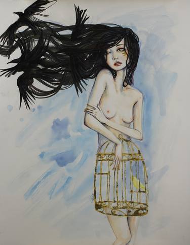 Original Abstract Expressionism Women Drawings by Sara Riches