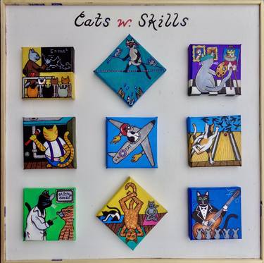Original Contemporary Cats Paintings by Daniel Genova